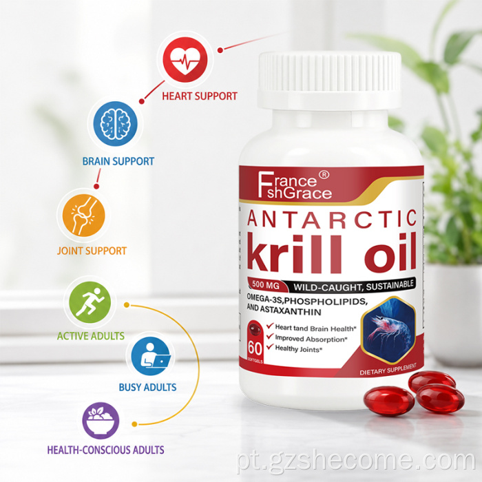 Shecome Krill Oil Softgels Coração Cérebro Saúde das Articulações